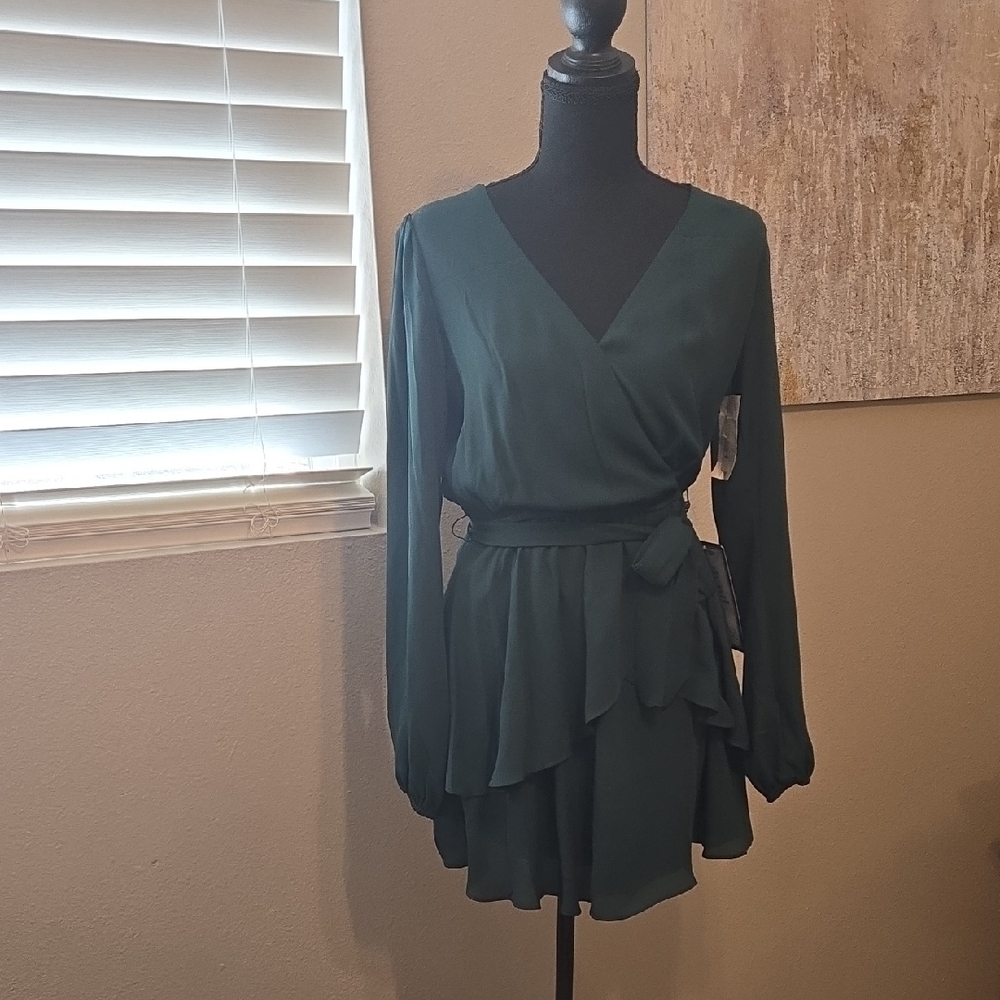 City Studio Dark Green Long Sleeve Dress